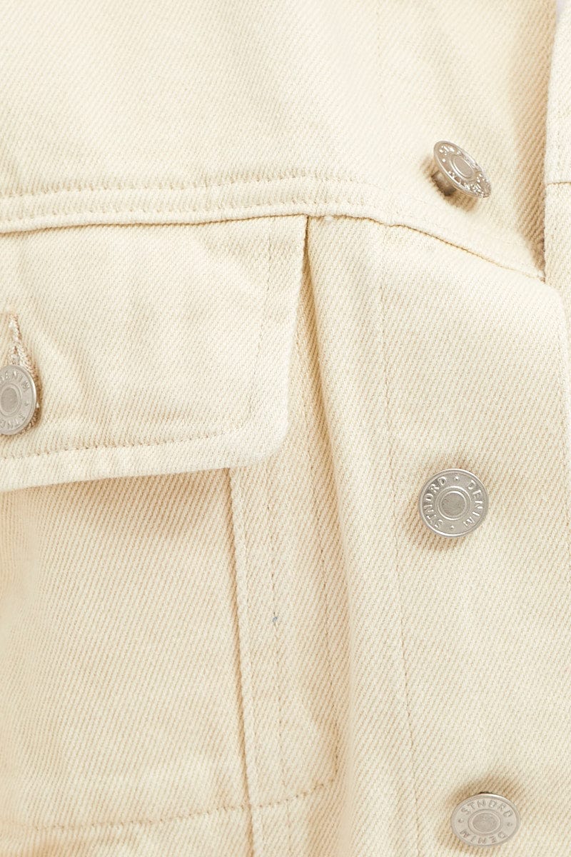 Women’s White Demin Jacket Long Sleeve Crop | Ally Fashion