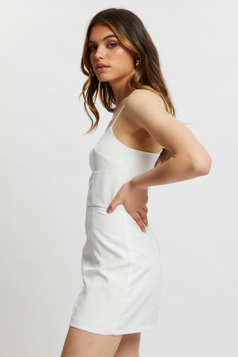 Women's White Designer Panel Detail Mini Dress | Ally Fashion Women's White Designer Panel Detail Mini Dress | Ally Fashion