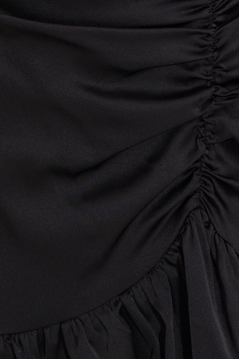DESIGNER SKIRT Black Designer Asymmetric Frill Detail Mini Skirt for Women by Ally