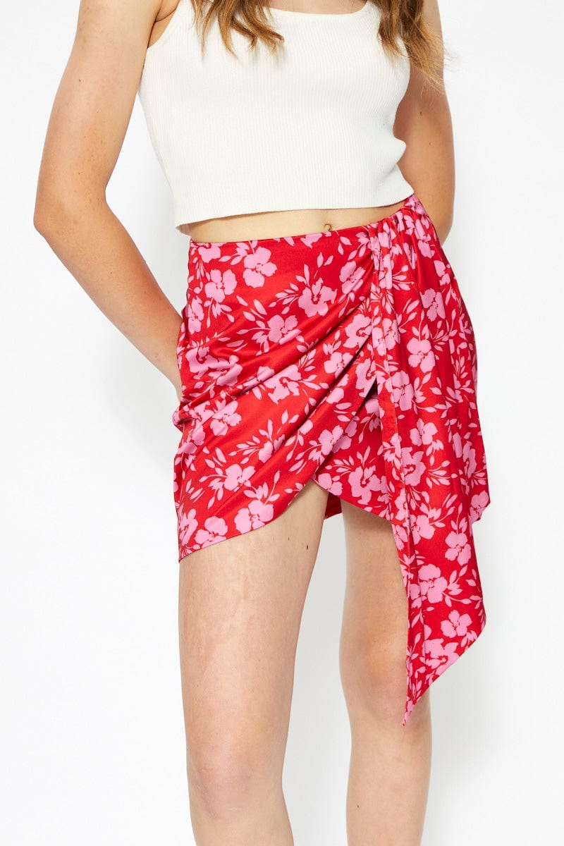 DESIGNER SKIRT Floral Print Designer Floral Print Drape Skirt for Women by Ally