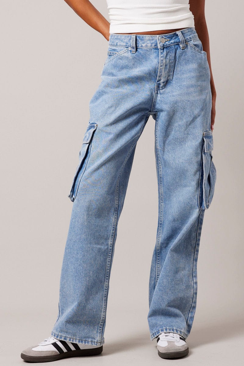 Denim Cargo Jean Mid Rise for Ally Fashion