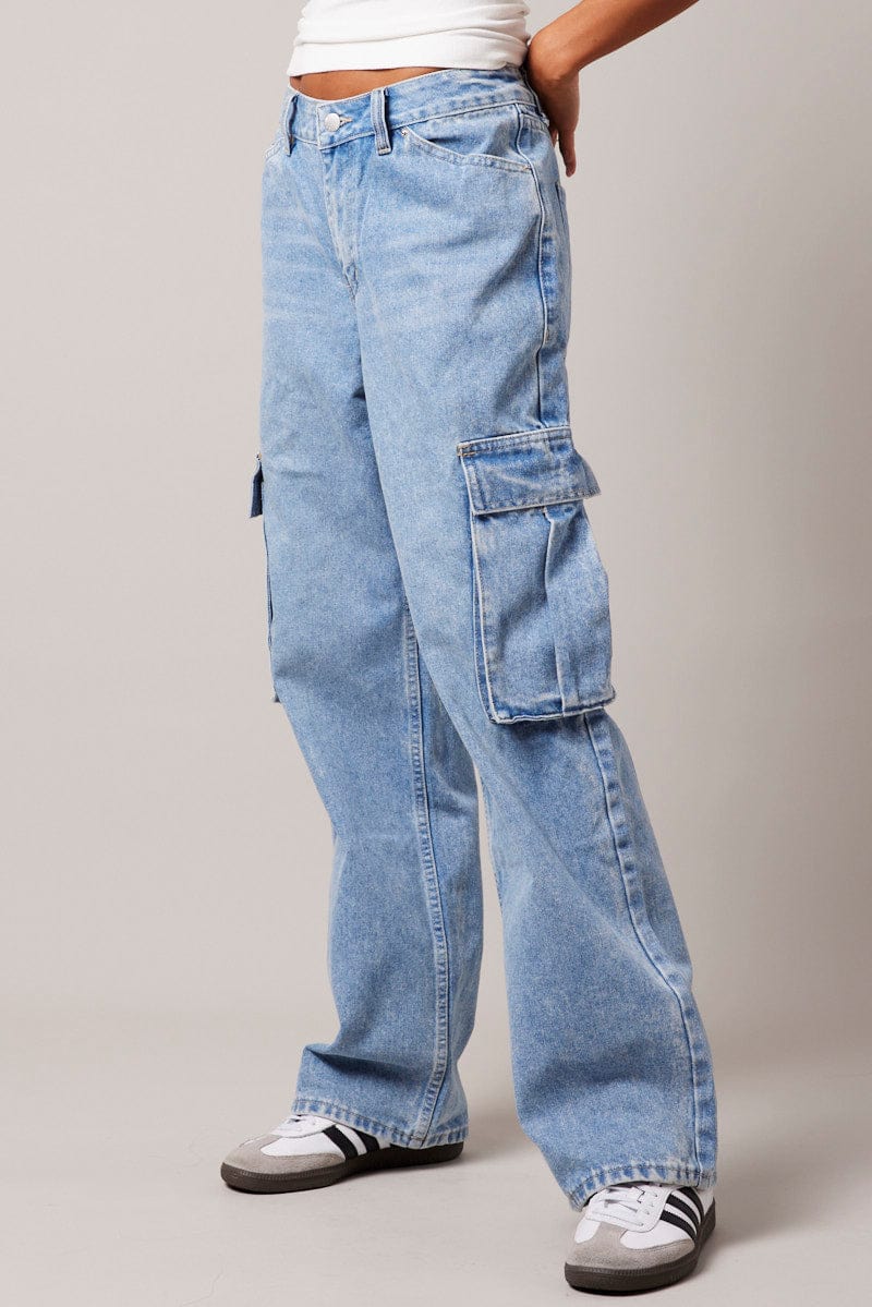 Denim Cargo Jean Mid Rise for Ally Fashion