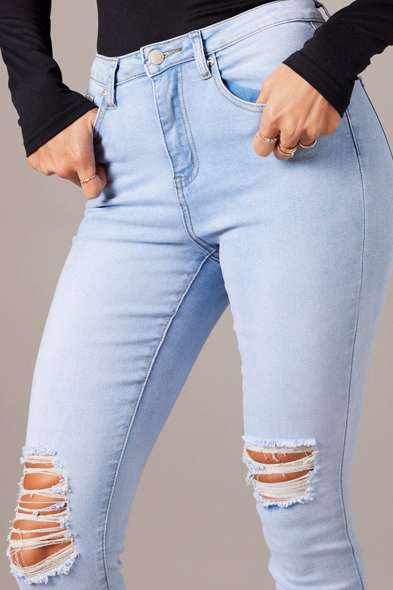 Denim Skinny Jean High Rise Ripped for Ally Fashion