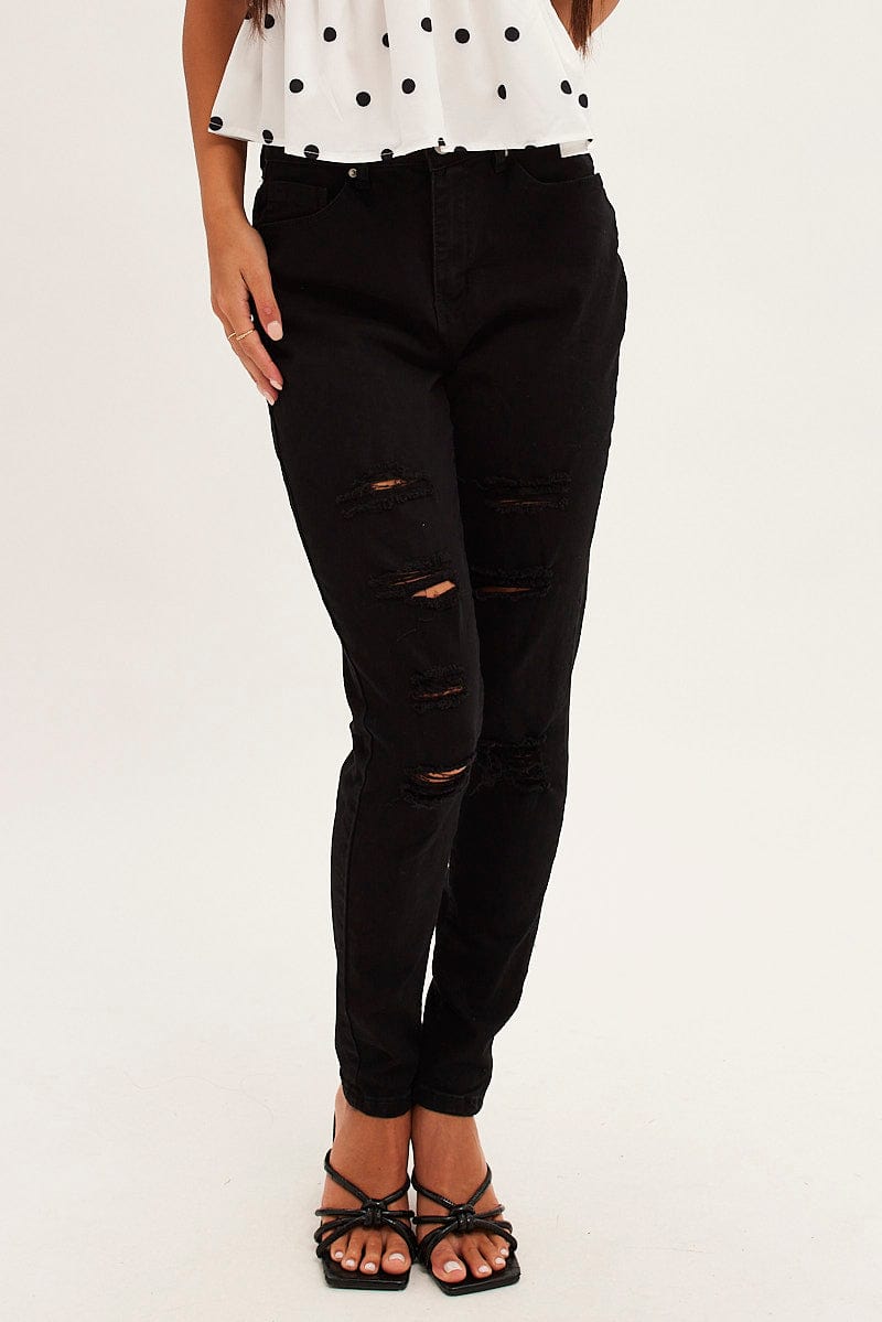 Black Skinny Denim Jeans High Rise for Ally Fashion