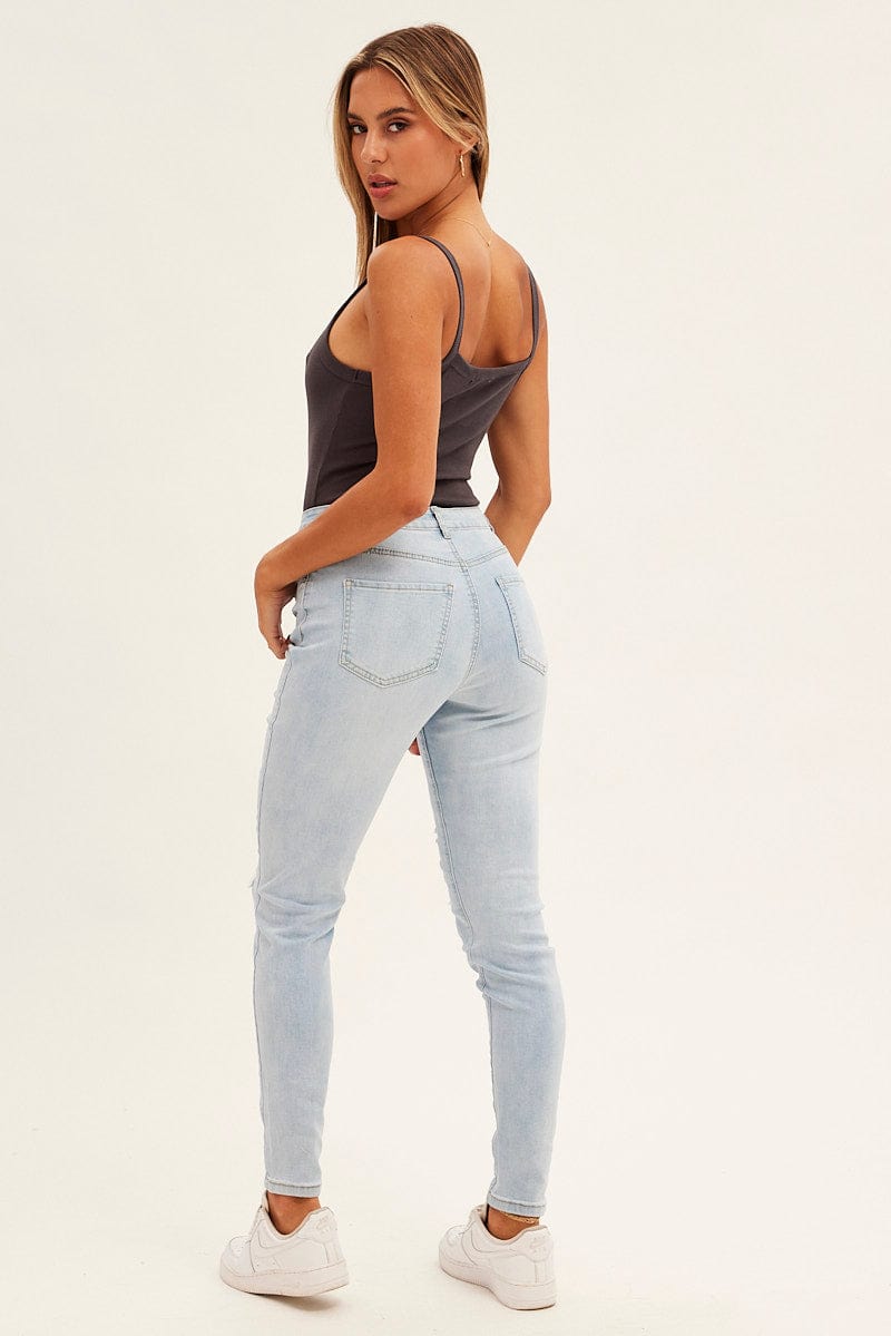 Blue Skinny Denim Jeans High Rise for Ally Fashion