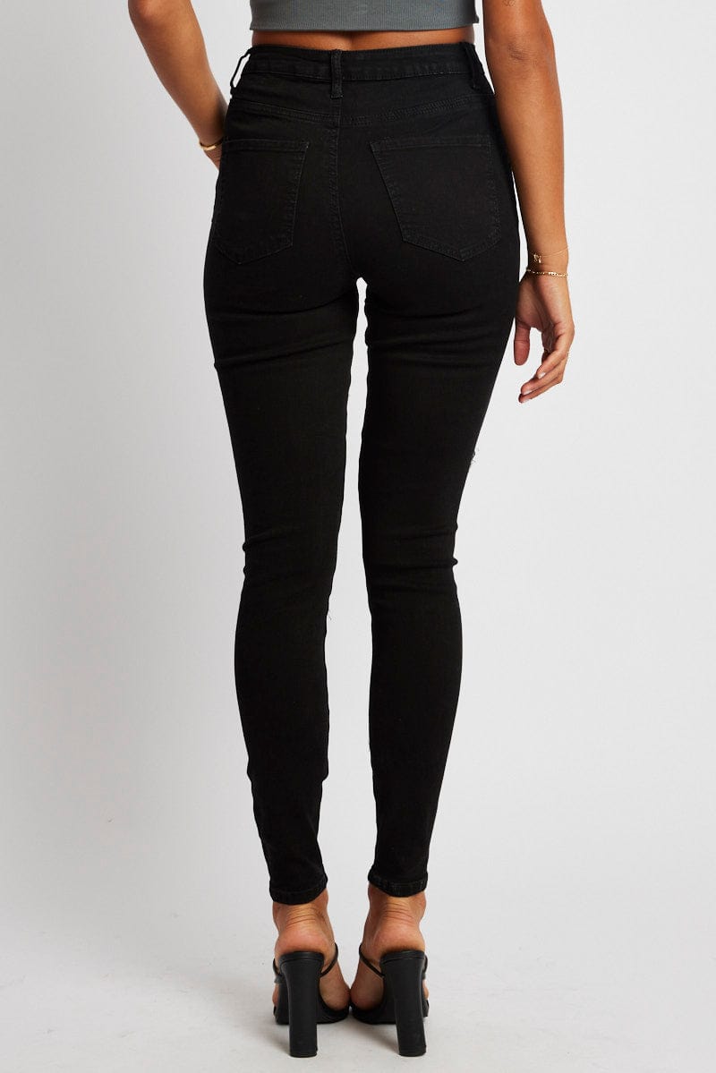 Black Ripped Skinny Jean High Rise for Ally Fashion