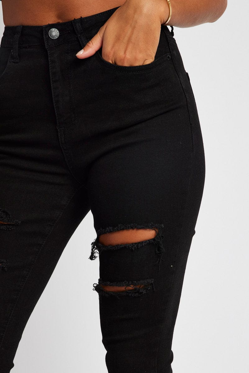 Black Ripped Skinny Jean High Rise for Ally Fashion