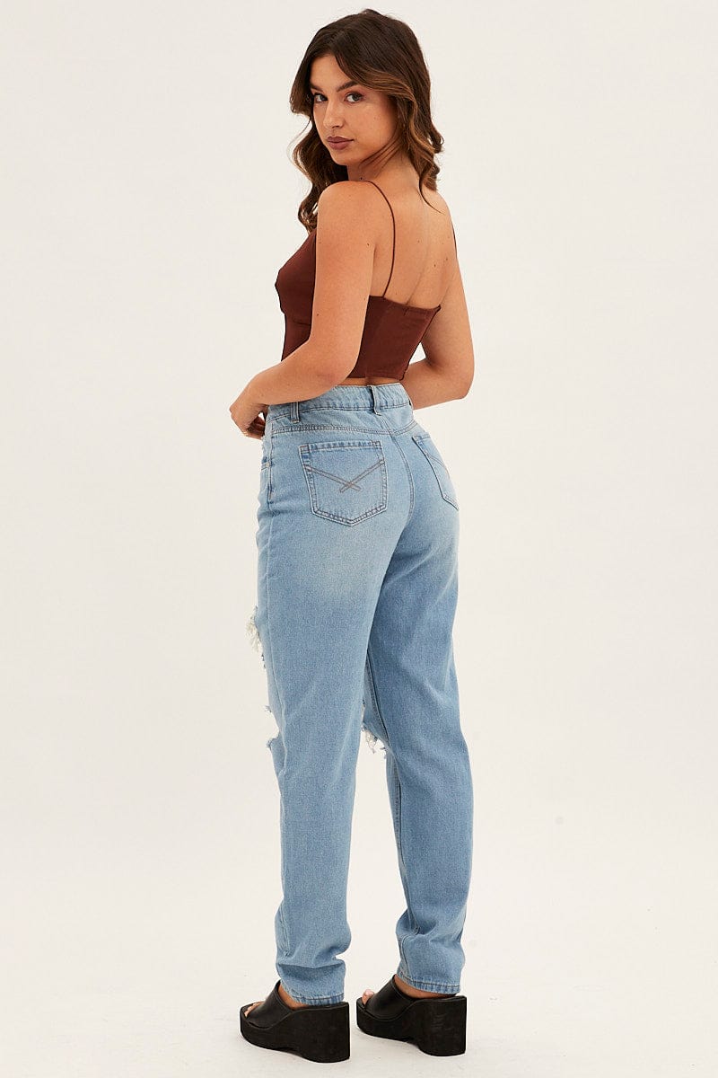 Blue Baggy Jeans High Rise Denim for Ally Fashion