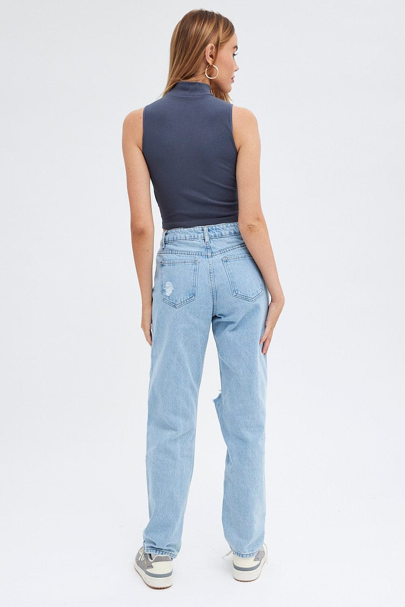 Denim Baggy Denim Jeans High rise for Ally Fashion