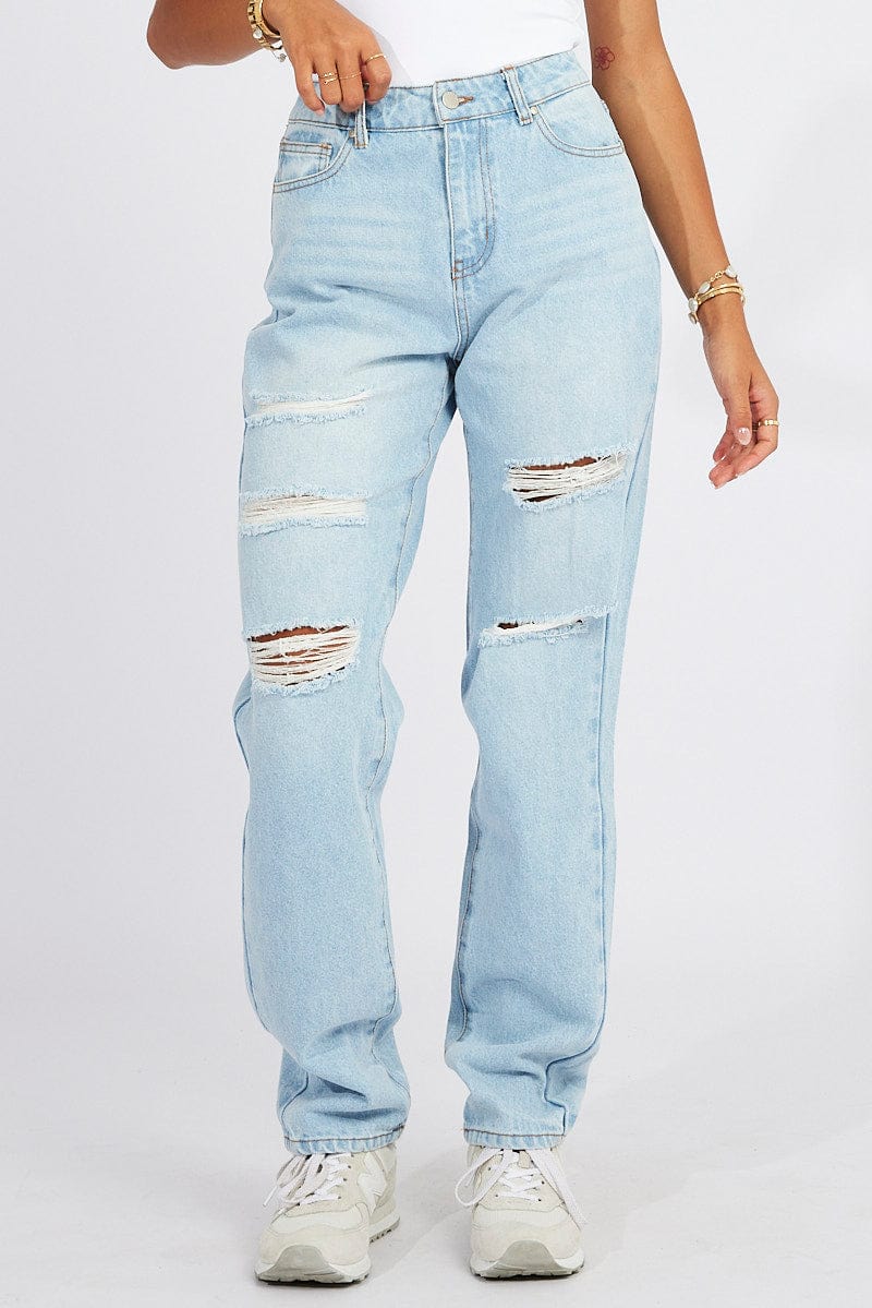 Denim High Rise Jean Ripped for Ally Fashion