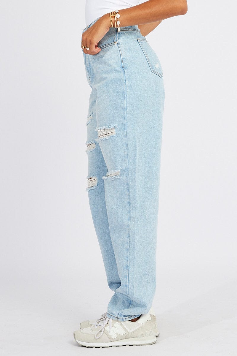 Denim High Rise Jean Ripped for Ally Fashion