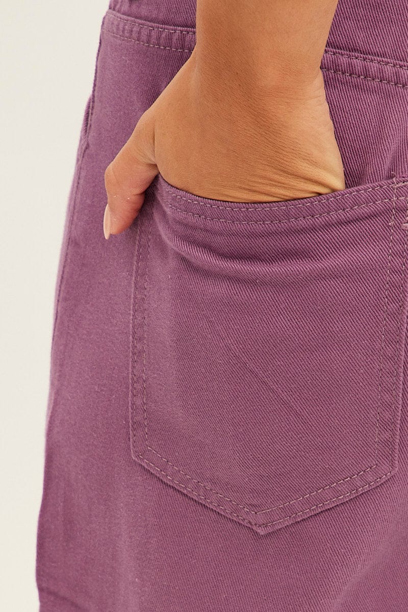 Purple Cargo Jeans Mid Rise for Ally Fashion