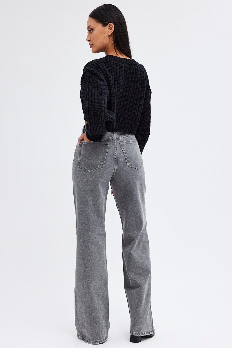 Grey Baggy Jeans Mid Rise for Ally Fashion