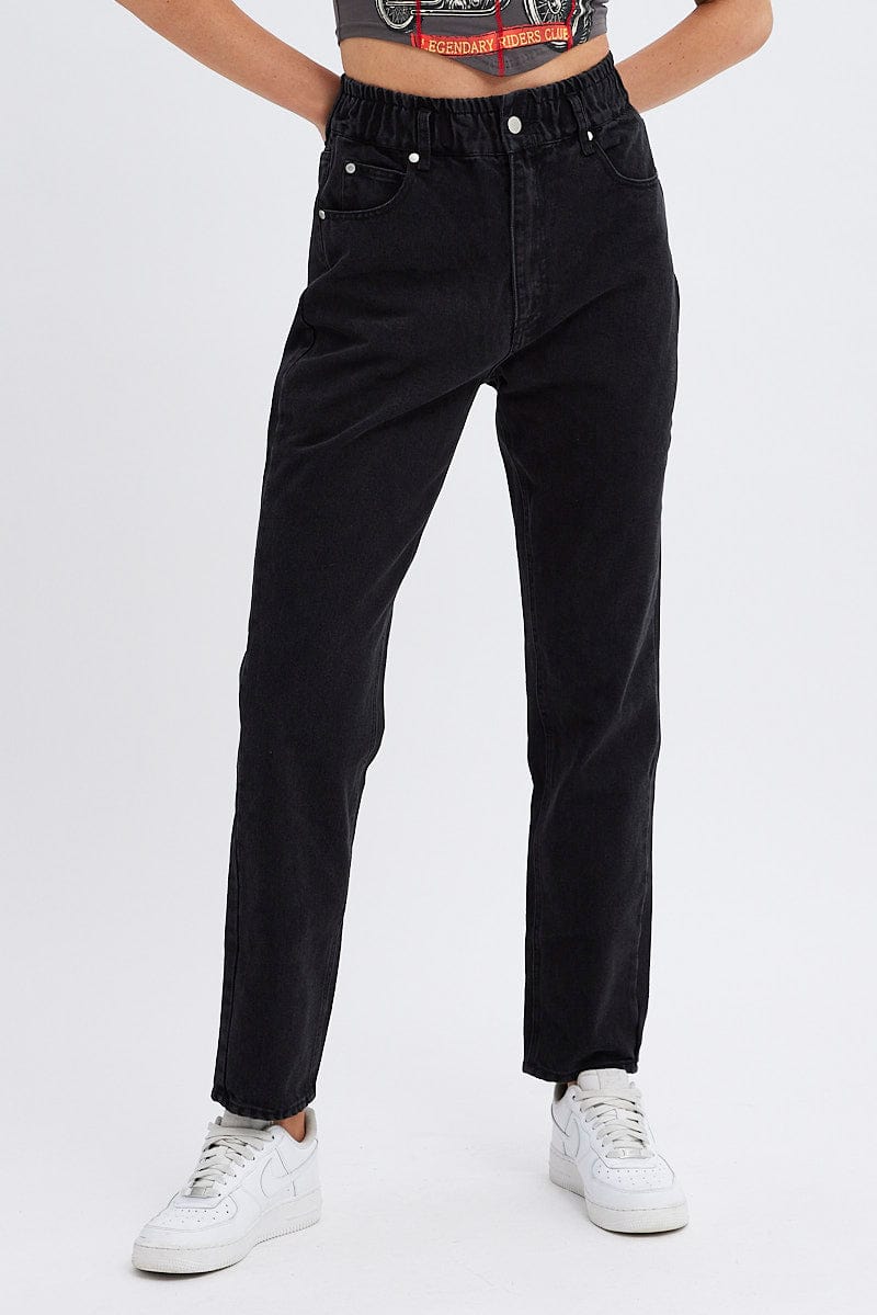 Black Paper Bag Jeans High Waist | Ally Fashion