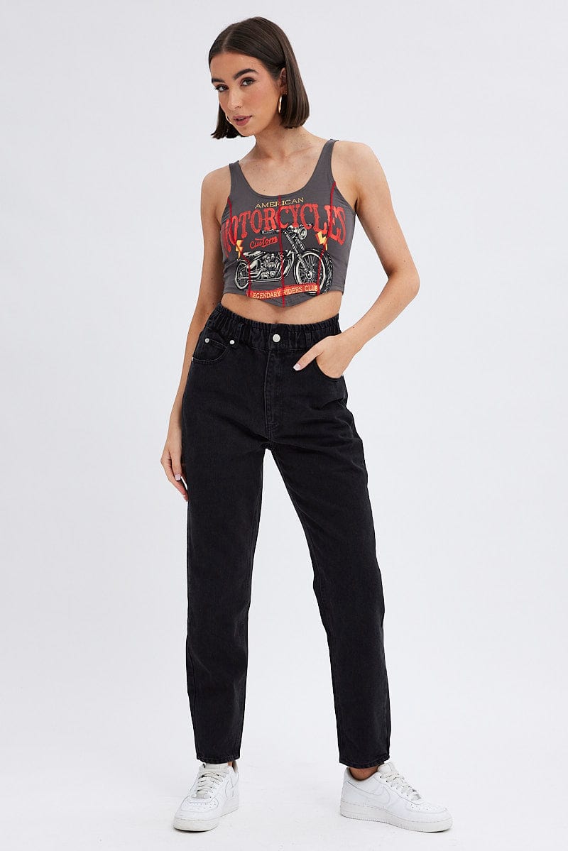 Black Paper Bag Jeans High Waist for Ally Fashion