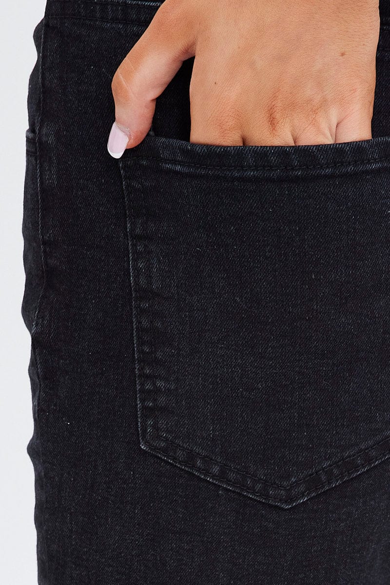 Black Flare Jeans Lace Up for Ally Fashion