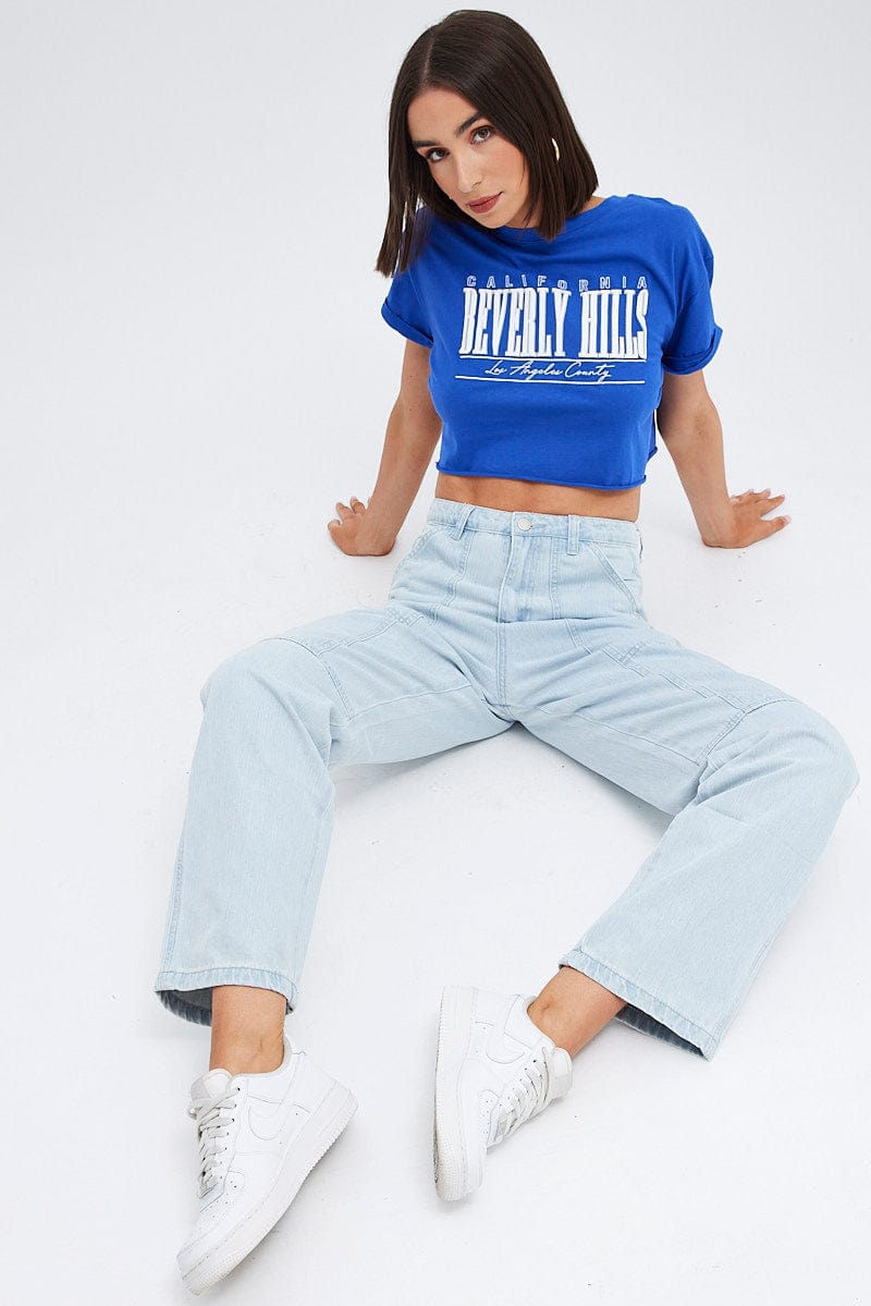 Denim Cargo Denim Jeans High Rise | Ally Fashion