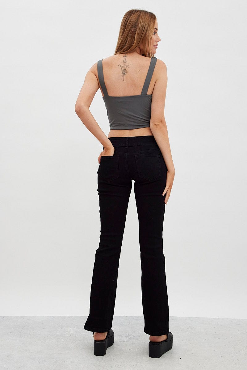 Black Flare Jeans Low Waist for Ally Fashion