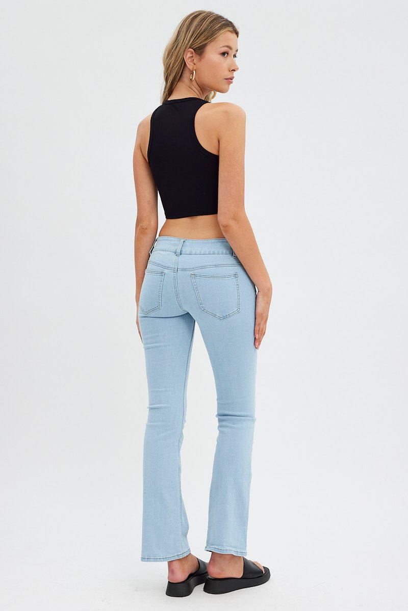 Denim Flare Jeans Low Waist Ally Fashion - Main Image