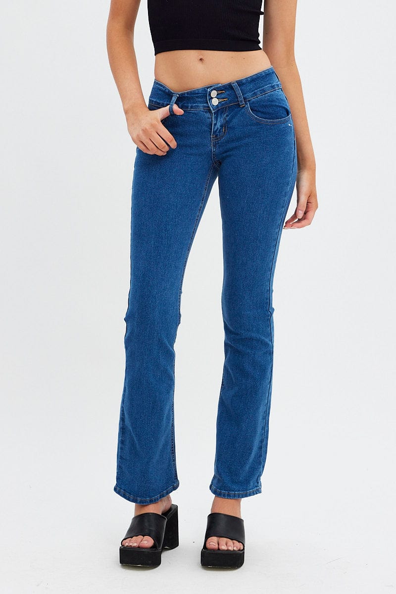 Denim Flare Jeans Low Waist | Ally Fashion
