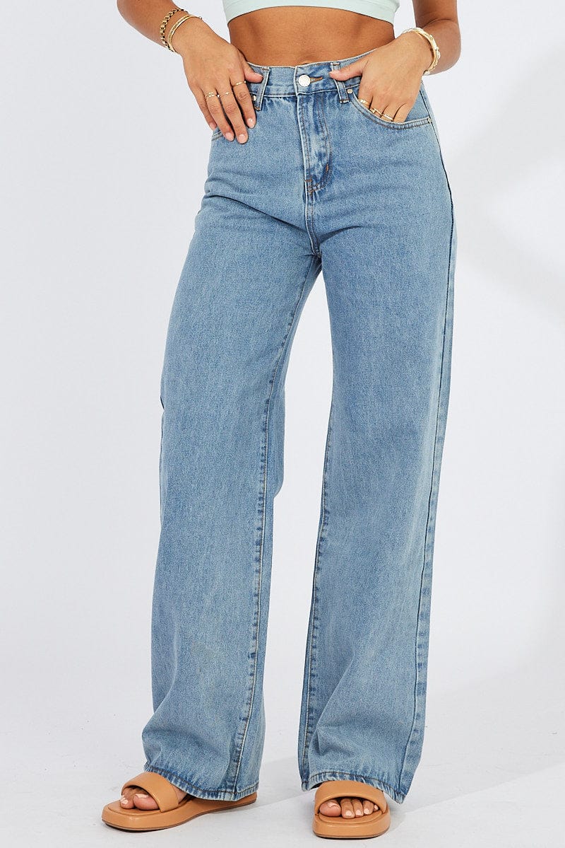 Denim Baggy Denim Jeans Mid Rise | Ally Fashion