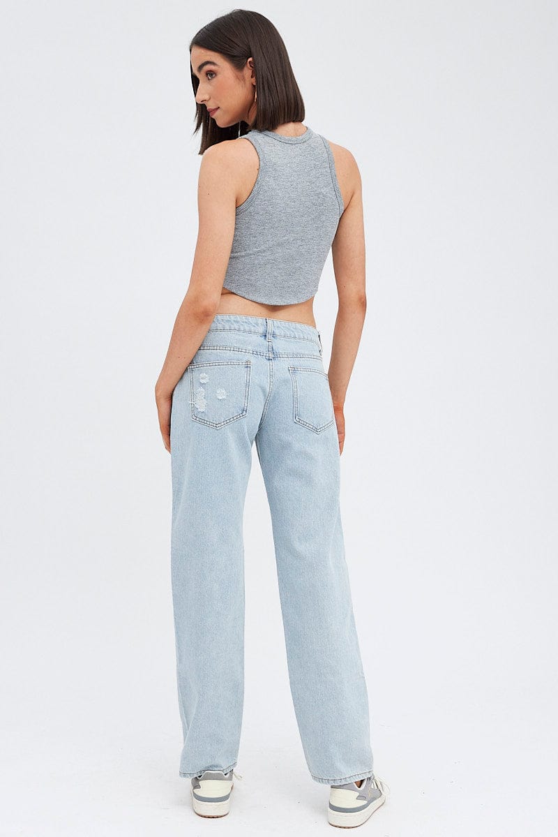 Denim Straight Jeans Low Rise for Ally Fashion