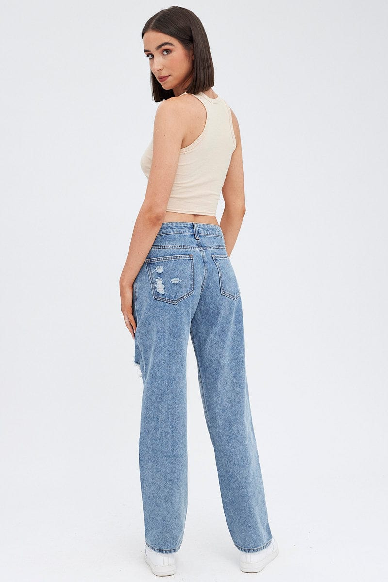 Denim Straight Jeans Low Rise for Ally Fashion
