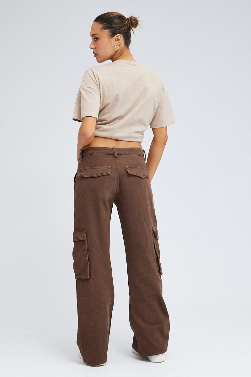 Brown Cargo Jean Multi Pocket for Ally Fashion