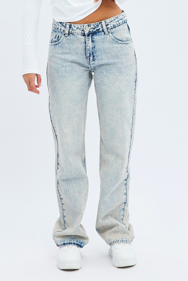 Denim Flare Jean Low Rise Dirty Wash for Ally Fashion