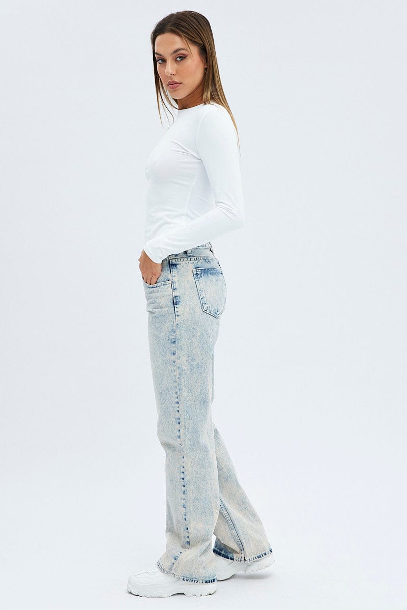 Denim Flare Jean Low Rise Dirty Wash for Ally Fashion