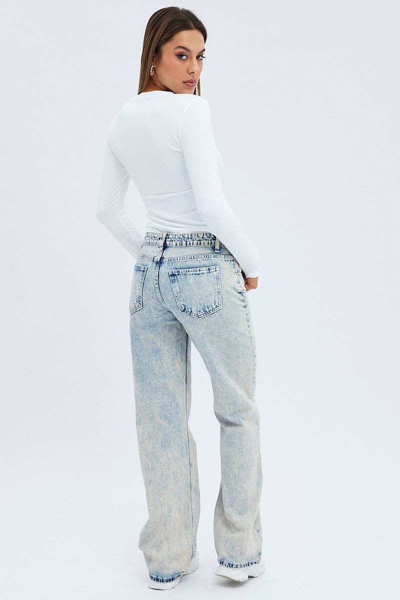 Denim Flare Jean Low Rise Dirty Wash for Ally Fashion