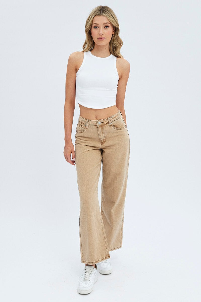 Brown Low Rise Baggy Jean for Ally Fashion