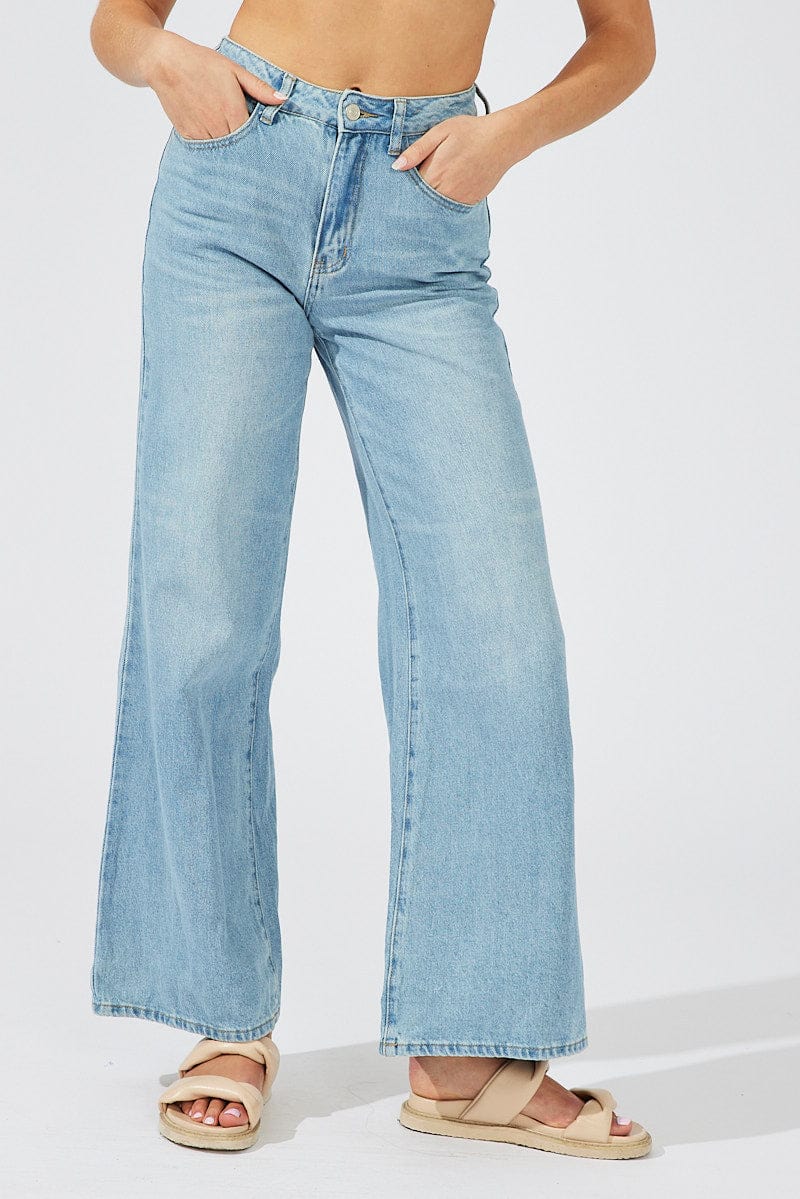 Denim Relaxed Wide Leg Jeans for Ally Fashion