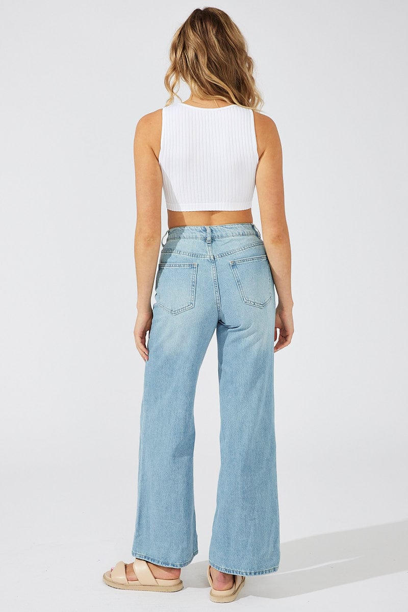Denim Relaxed Wide Leg Jeans for Ally Fashion