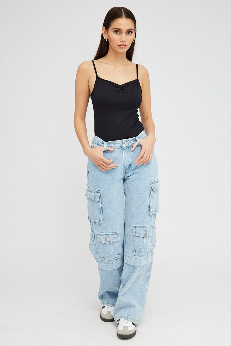 Denim Multi Pocket Cargo Jeans for Ally Fashion