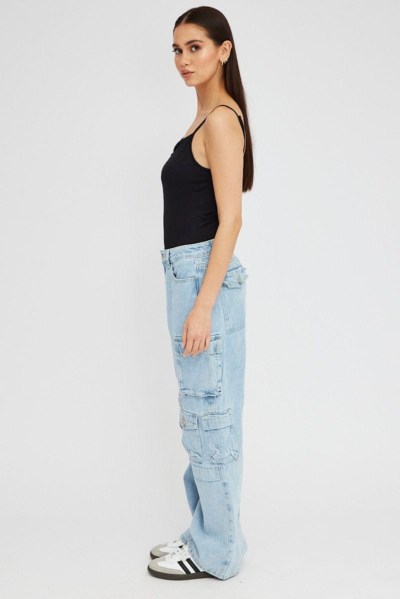 Denim Multi Pocket Cargo Jeans for Ally Fashion