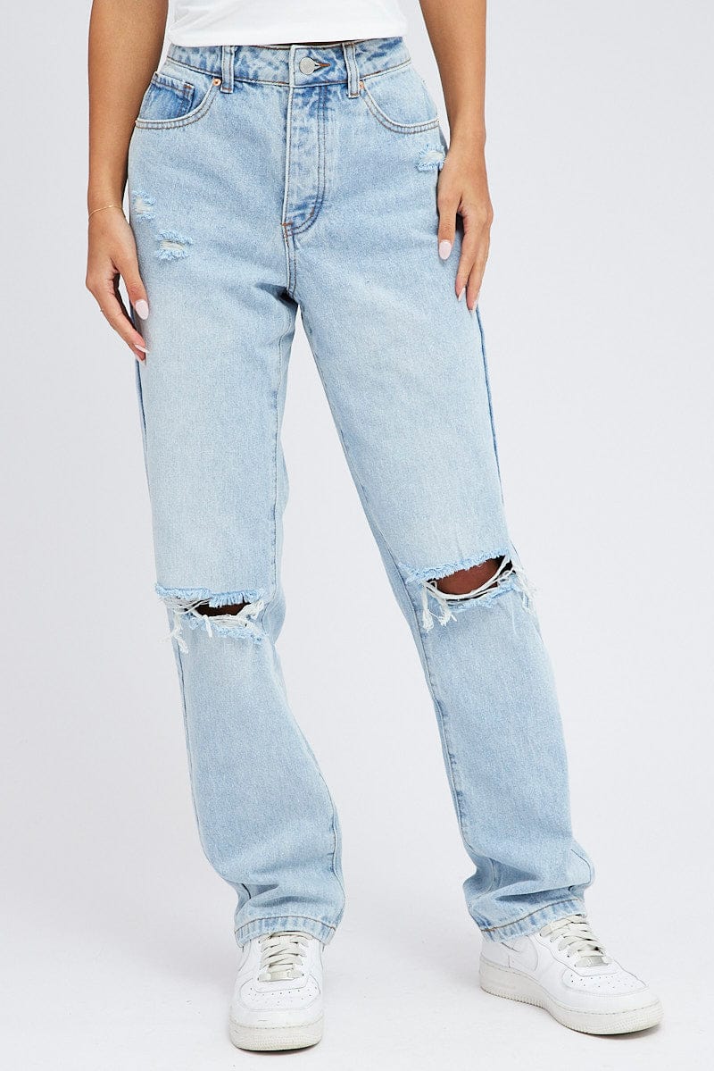 Denim Dad Jeans Ripped | Ally Fashion