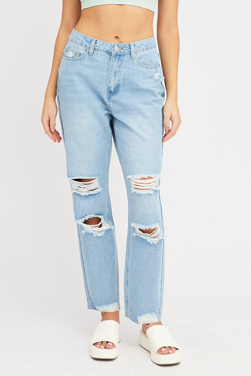 Denim Mom Jean High Rise Ripped for Ally Fashion