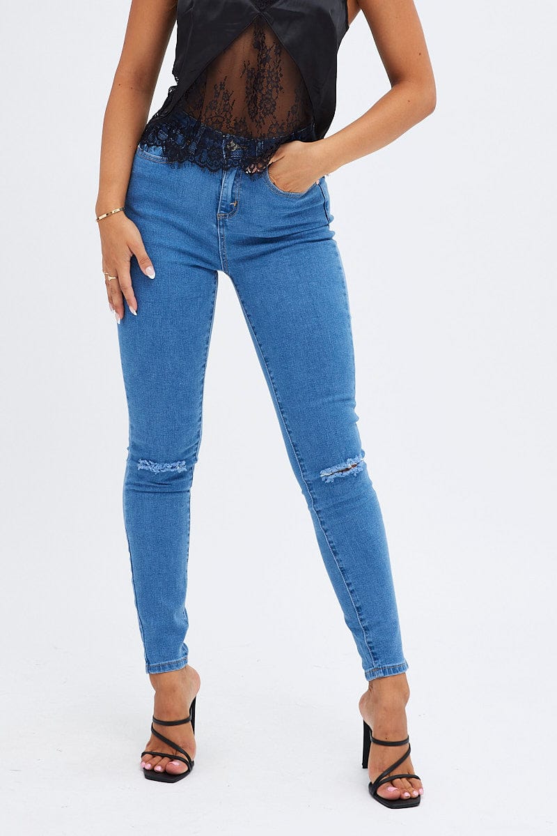 Denim Skinny Denim Jeans Mid rise for Ally Fashion