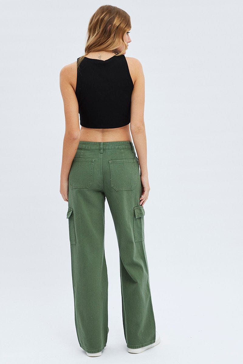 Green Cargo Denim Jeans High rise for Ally Fashion