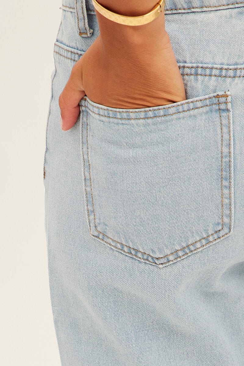 Blue Straight Denim Jeans Low Rise for Ally Fashion