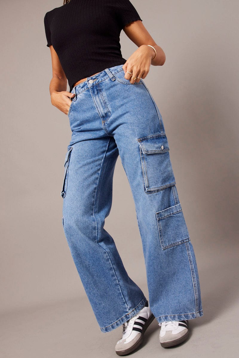 Denim Cargo Jean Mid Rise for Ally Fashion