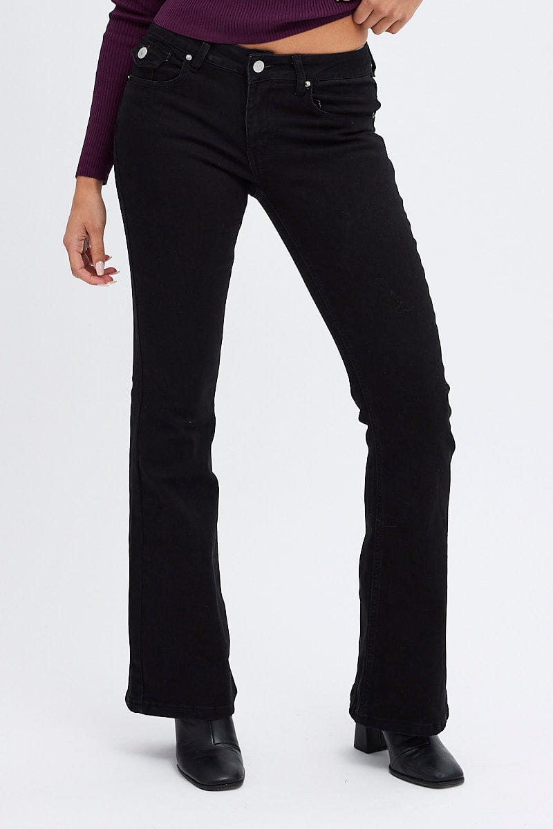 Black Flare Denim Jeans Low rise | Ally Fashion
