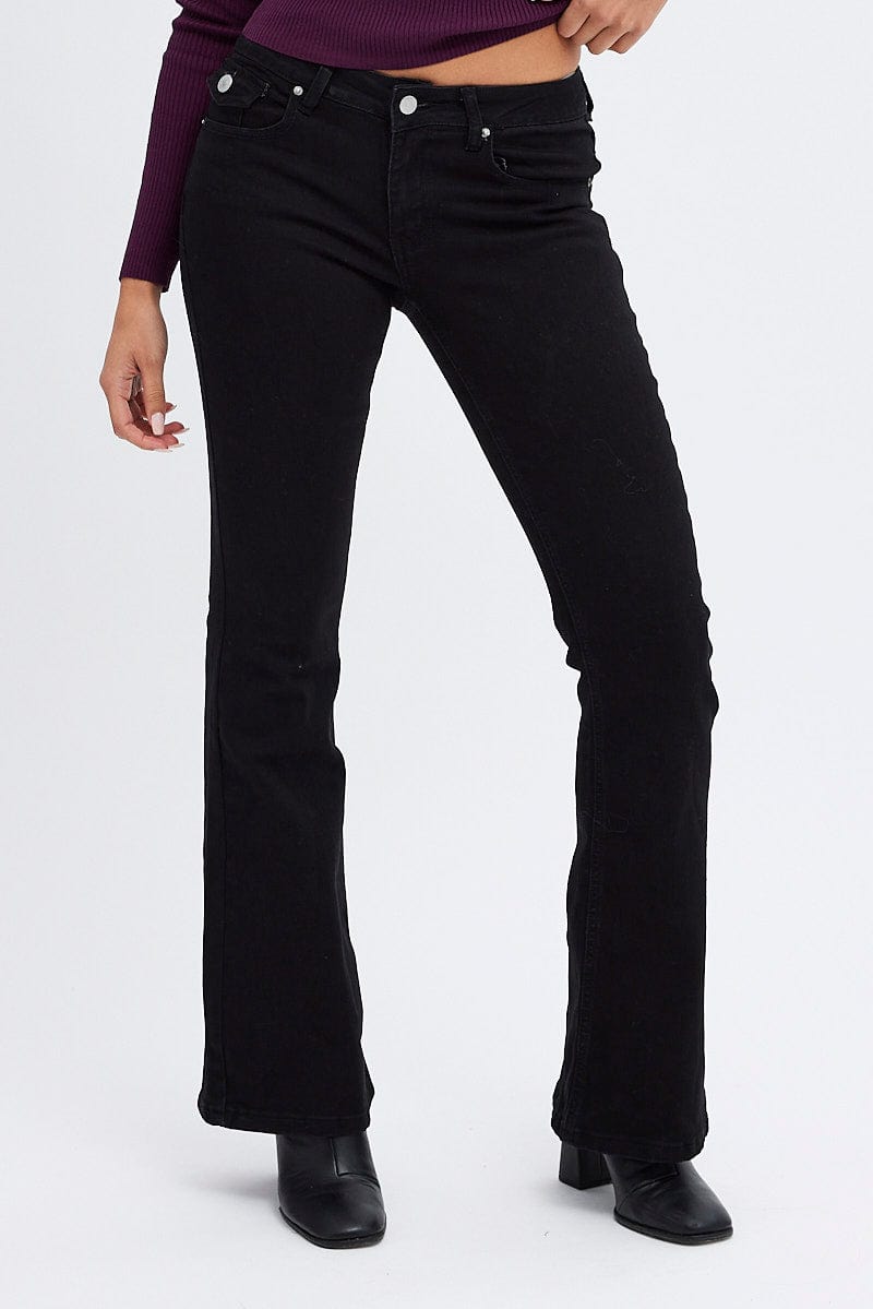 Black Flare Denim Jeans Low rise for Ally Fashion