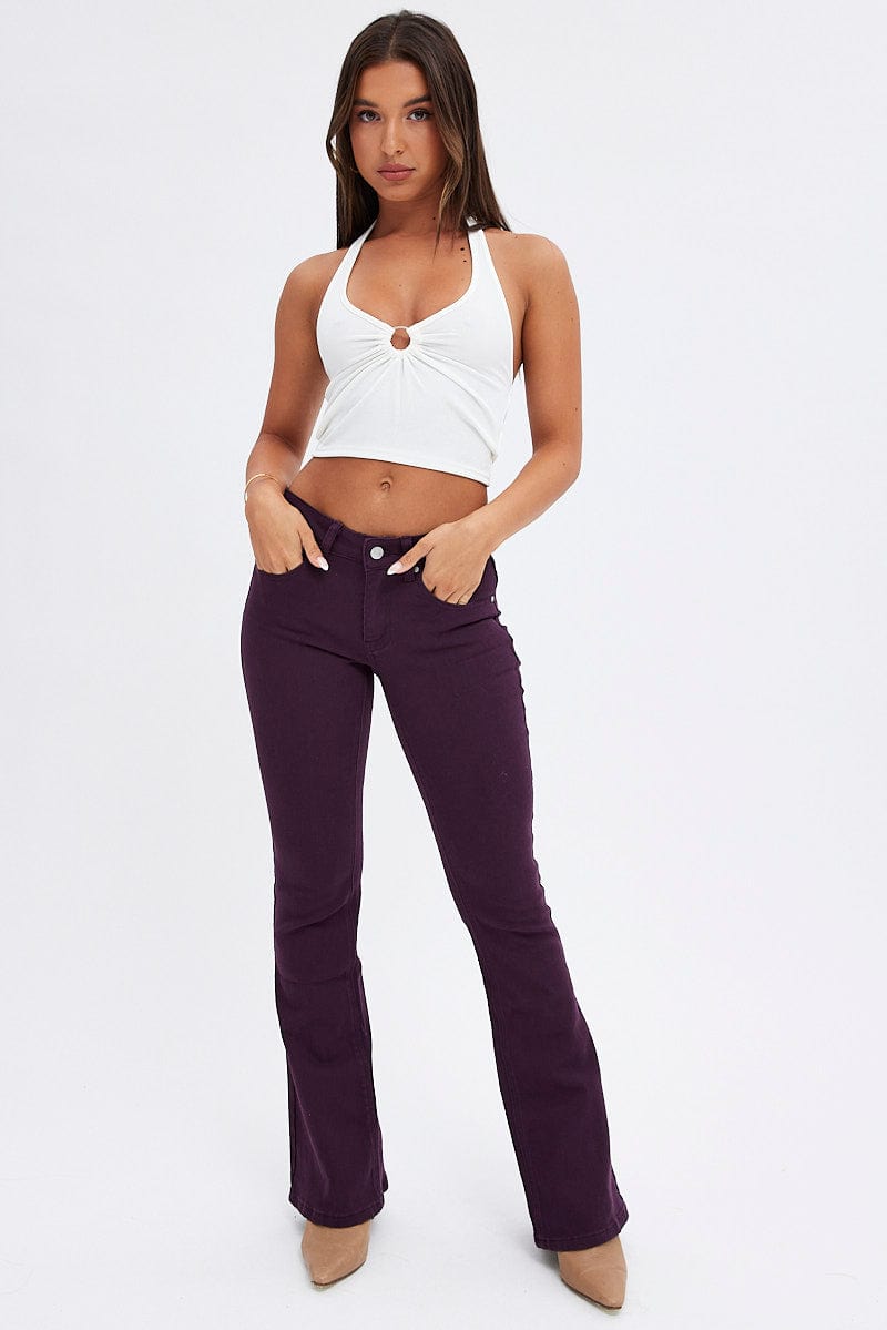 Purple Flare Denim Jeans Low rise for Ally Fashion