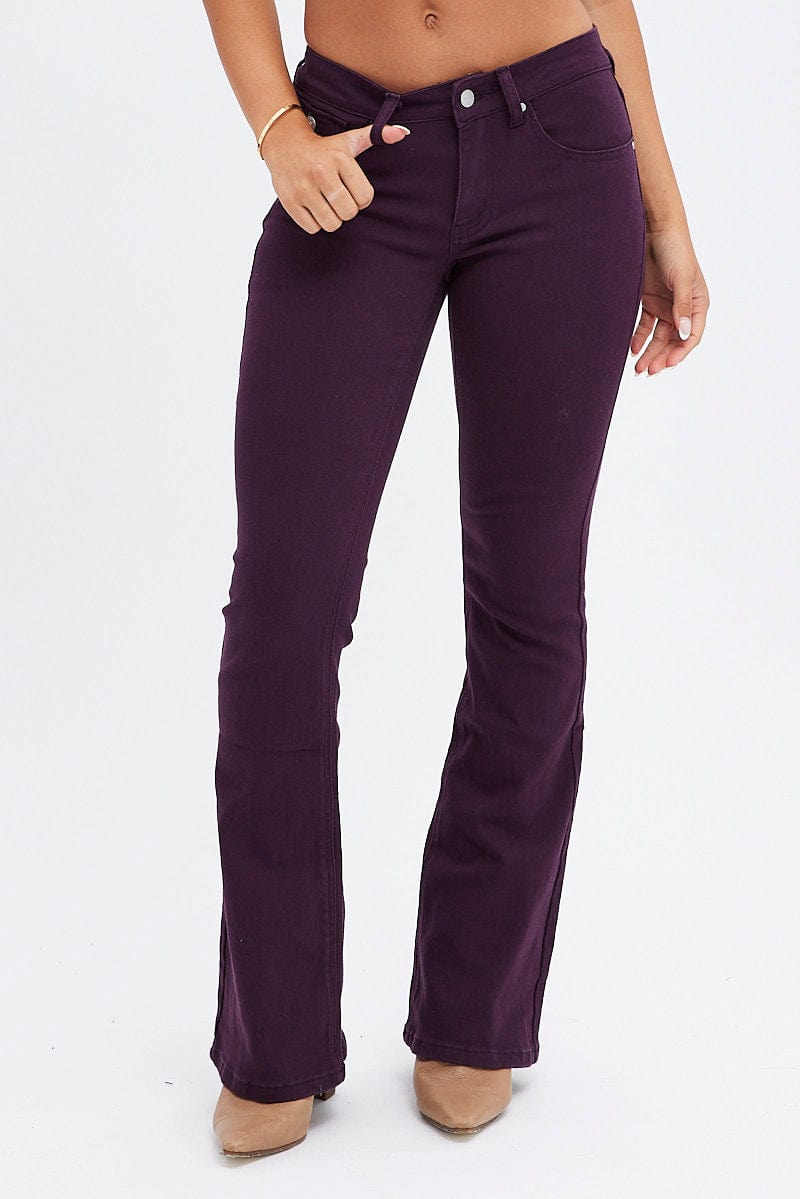 Purple Flare Denim Jeans Low rise