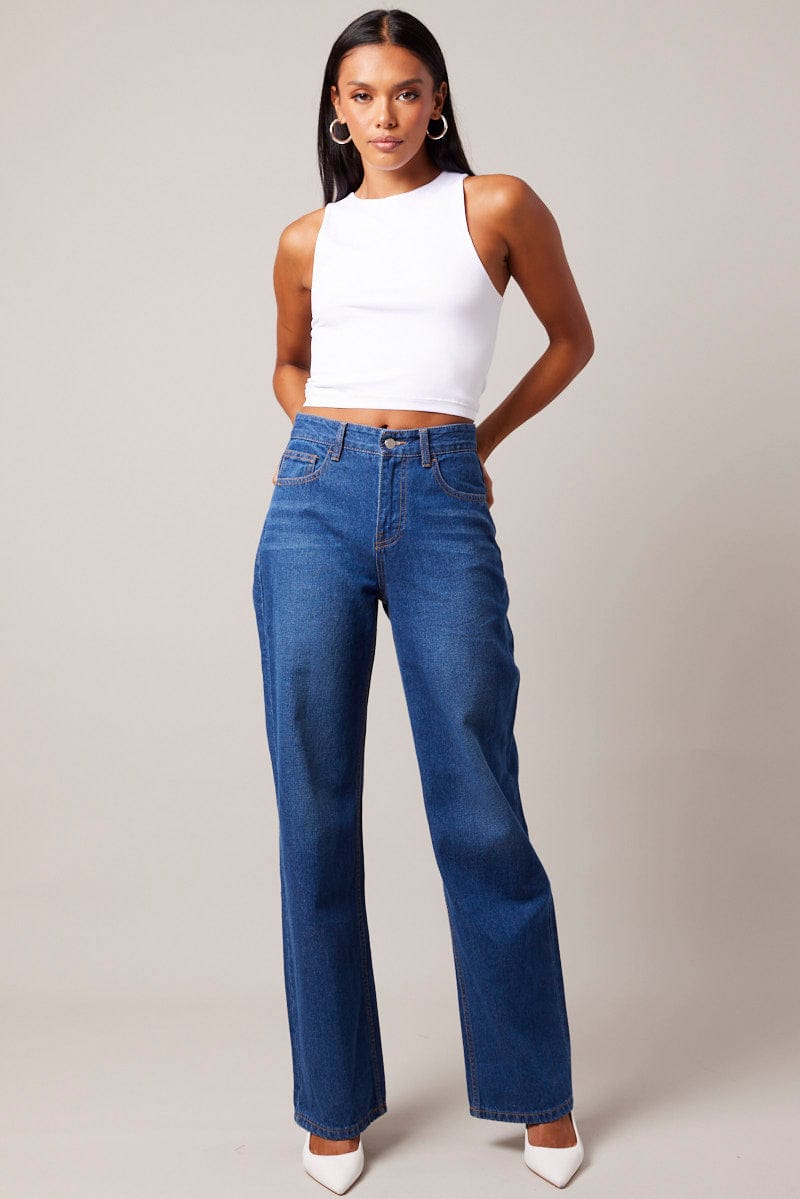 Denim Straight Jean High Rise | Ally Fashion