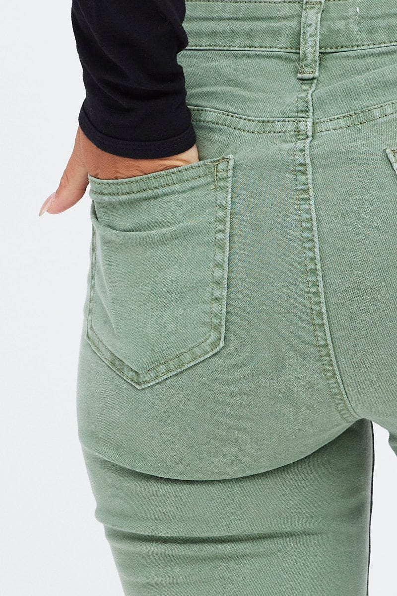 Green Skinny Denim Jeans Mid rise for Ally Fashion