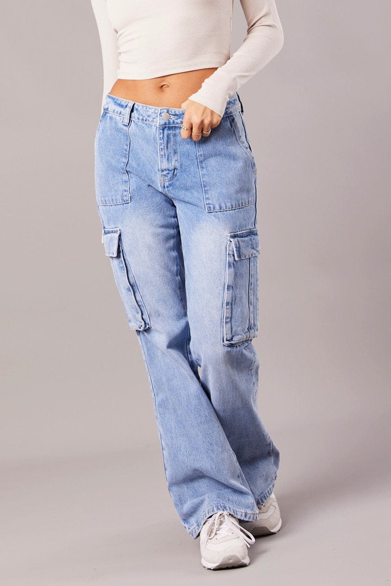 Denim Cargo Jean Mid Rise for Ally Fashion