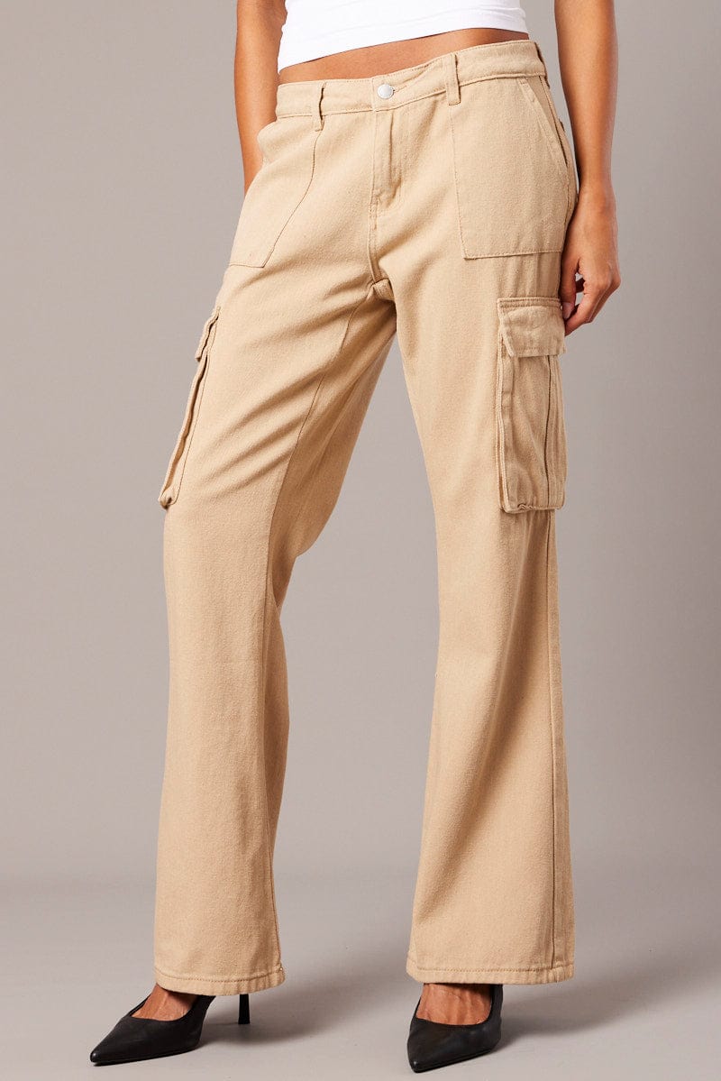 Beige Cargo Jean Mid Rise for Ally Fashion